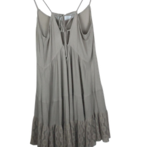 Umgee Women’s Nude Spaghetti Strap Ruffle Tiered Lace Hem Mini Bohemian Dress - Picture 10 of 14